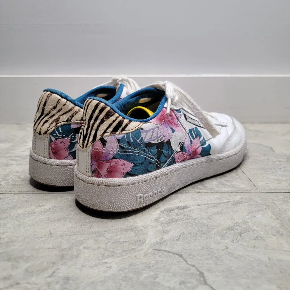 Jurassic Park x Reebok Club C 85 'Dennis Nedry' White Floral Sneakers GW0213
